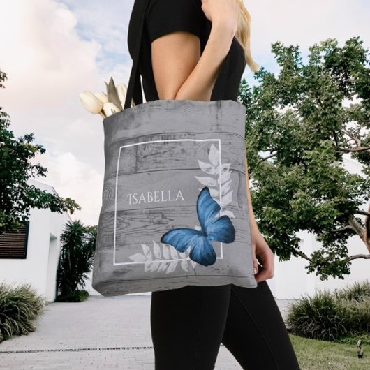 Blue Butterfly Rustikale Personalisiert Tote Tasch Tasche