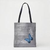 Blue Butterfly Rustikale Personalisiert Tote Tasch Tasche (Vorderseite)