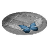 Blue Butterfly Rustikale Personalisierte Schneidpl Schneidebrett (Ecke)