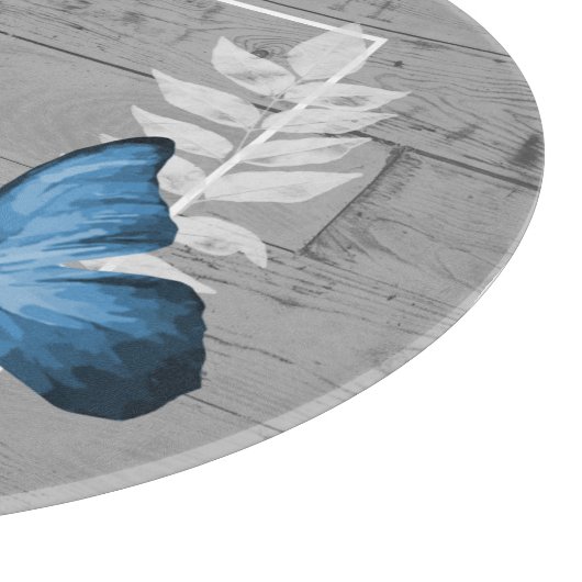 Blue Butterfly Rustikale Personalisierte Schneidpl Schneidebrett (Ecke)