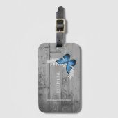 Blue Butterfly Rustikaler Gepäckträger Gepäckanhänger (Vorderseite Vertikal)