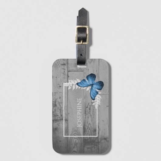 Blue Butterfly Rustikaler Gepäckträger Gepäckanhänger (Vorderseite Vertikal)