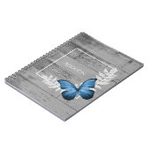 Blue Butterfly Rustikales Personalisiertes Noteboo Notizblock (Linke Seite)