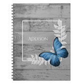 Blue Butterfly Rustikales Personalisiertes Noteboo Notizblock (Vorderseite)