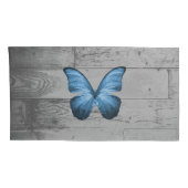 Blue Butterfly Rustikales Pillow Case Kissenbezug (Rückseite-Rechts)
