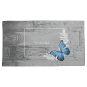 Blue Butterfly Rustikales Pillow Case Kissenbezug (Vorderseite-Rechts)
