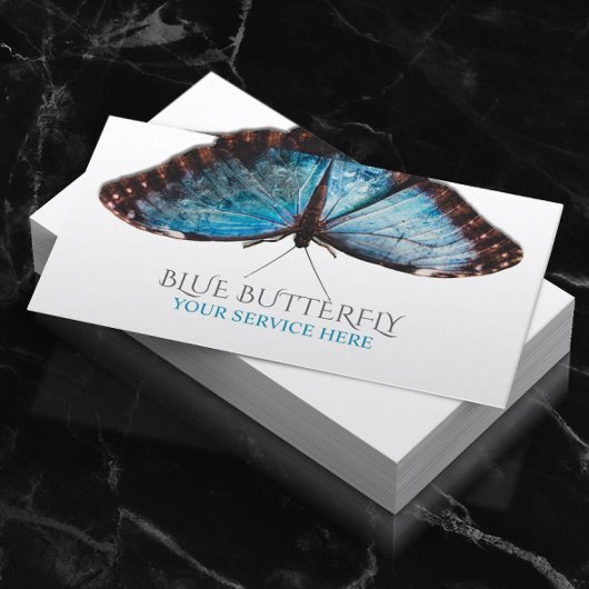 Blue Butterfly Salon & Wellness-Center Elegante Visitenkarte