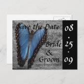 Blue Butterfly Save the Date Postkarten (Vorne/Hinten)