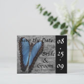 Blue Butterfly Save the Date Postkarten (Stehend Vorderseite)