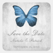 Blue Butterfly Save the Date Stickers (Vorderseite)