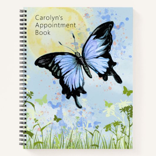 Blue Butterfly Spiral Notebook Notizblock (Vorderseite)