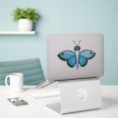 Blue Butterfly Sticker (Laptop auf Schreibtisch)