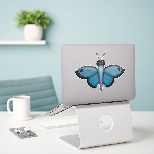 Blue Butterfly Sticker (Laptop auf Schreibtisch)