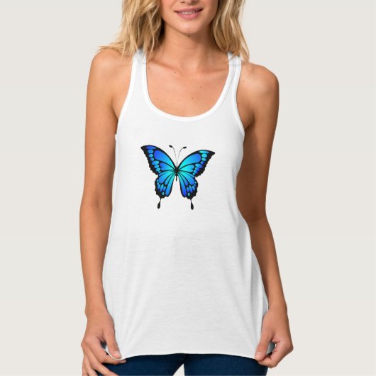 Blue Butterfly Summer Tank Top (Vorderseite)