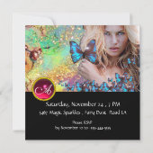 BLUE BUTTERFLY SWEET 16 PARTY MONOGRAM EINLADUNG (Rückseite)