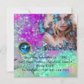 BLUE BUTTERFLY SWEET 16 PARTY MONOGRAMM, GOLD EINLADUNG (Rückseite)