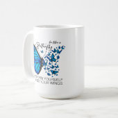 Blue Butterfly Tasse, inspirierendes Zitat Kaffeetasse (Vorderseite Links)