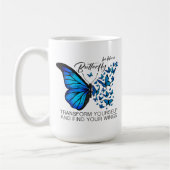 Blue Butterfly Tasse, inspirierendes Zitat Kaffeetasse (Links)