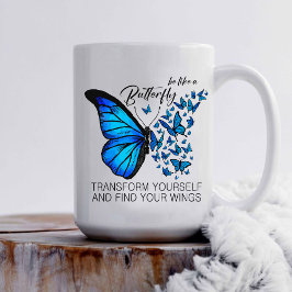 Blue Butterfly Tasse, inspirierendes Zitat Kaffeetasse