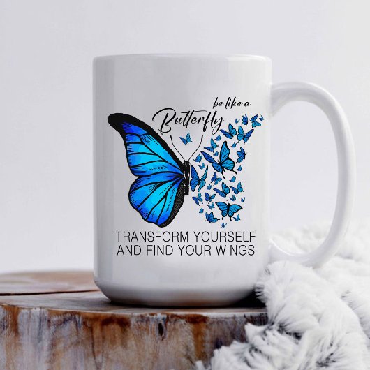 Blue Butterfly Tasse, inspirierendes Zitat Kaffeetasse