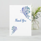 Blue Butterfly Tattoos Dankeskarte (Stehend Vorderseite)