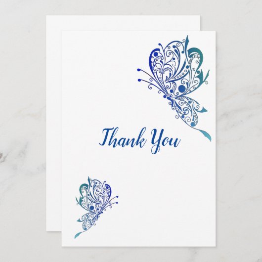 Blue Butterfly Tattoos Dankeskarte (Vorne/Hinten)