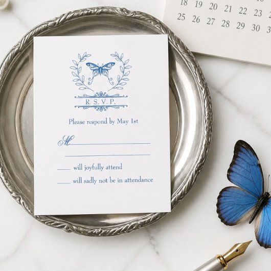 Blue Butterfly UAWG Wedding Response Card