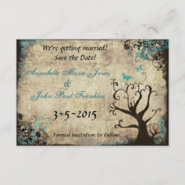Blue Butterfly Vintag Save the Date Karte