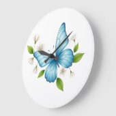 Blue Butterfly Wall Clock Große Wanduhr (Winkel)