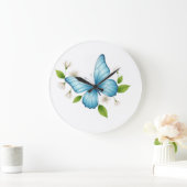 Blue Butterfly Wall Clock Große Wanduhr (Zuhause)