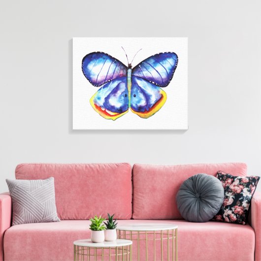 Blue Butterfly Wasserfarben Single Leinwand (Insitu (Wohnzimmer))