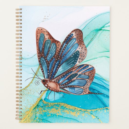 Blue Butterfly Watercolor Plane Planer (Vorderseite)