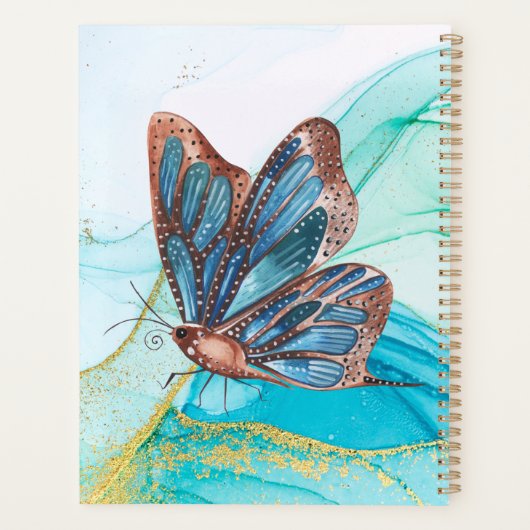 Blue Butterfly Watercolor Plane Planer (Rückseite)
