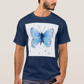 Blue Butterfly Watercolor T-Shirt
