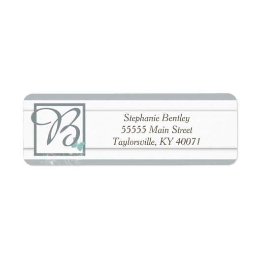 Blue Butterfly Wedding Return Address Label (Vorne)