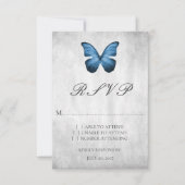 Blue Butterfly Wedding RSVP Card Karte (Vorderseite)