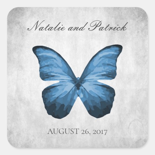 Blue Butterfly Wedding Stickers (Vorderseite)