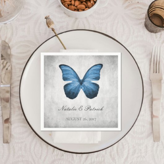 Blue Butterfly Wedpaper Napkins Serviette