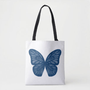 Blue Butterfly Wings Illustration Tote Bag Tasche