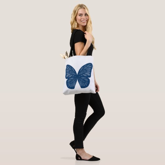 Blue Butterfly Wings Illustration Tote Bag Tasche (Am Model)