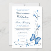 Blue Butterfly & Wirbel Quinceañera Magneteinladung (Vorderseite)