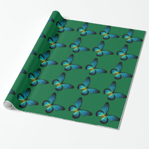 Blue Butterfly Wrapping Paper Geschenkpapier