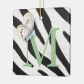 Blue Butterfly & Zebra Fur Green Monogram Custom Keramikornament (Links)