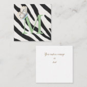 Blue Butterfly & Zebra Fur Green Monogram Custom Mitteilungskarte (Vorne/Hinten)