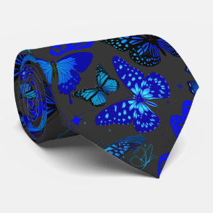 Blue Butteries Pattern 2506. D Gray BG Krawatte