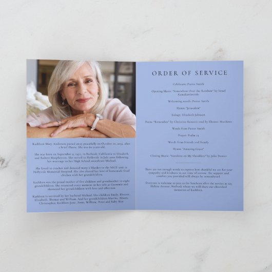 Blue Butterlfls Foto Memorial Service Program Programm (Innenseite)