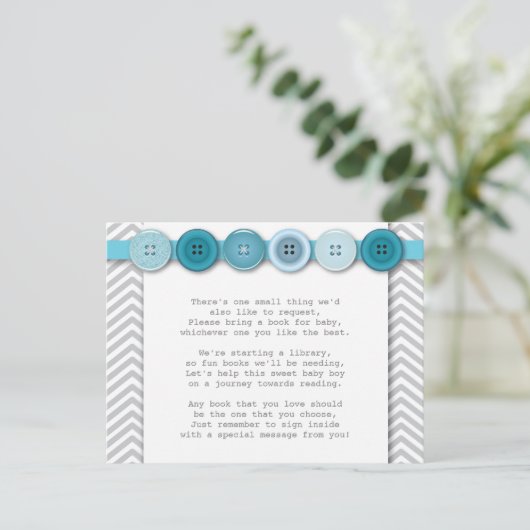 Blue Button Insert-Karte Postkarte (Stehend Vorderseite)