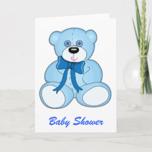 Blue Button Mit Augen Teddy Bear Baby Dusche Einladung
