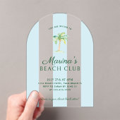 Blue Cabana Stripes Palm Beach Club Acryleinladungen (Insitu (Handheld))