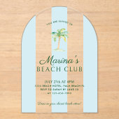 Blue Cabana Stripes Palm Beach Club Acryleinladungen (Vorderseite)